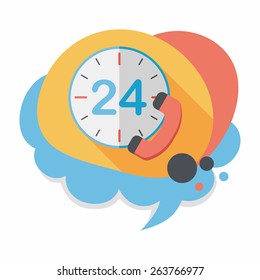 24 hours customer phone service flat icon with long shadow,eps10