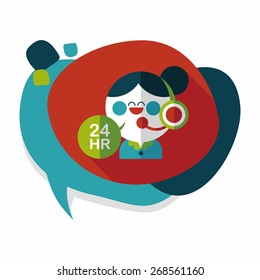 24 hours customer phone service flat icon with long shadow,eps10