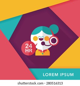 24 hours customer phone service flat icon with long shadow,eps10