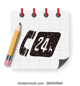 24 hours customer service doodle drawing