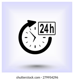 24 hours customer service sign icons, vector illustration. Flat design style 
