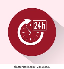 24 hours customer service sign icons, vector illustration. Flat design style 