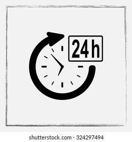 24 hours customer service sign icons, vector illustration. Flat design style 