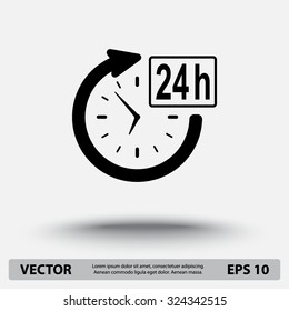 24 hours customer service sign icons, vector illustration. Flat design style 