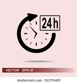 24 hours customer service sign icons, vector illustration. Flat design style 