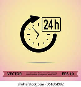 24 hours customer service sign icons, vector illustration. Flat design style 