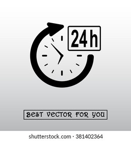 24 hours customer service sign icons, vector illustration. Flat design style 