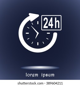 24 hours customer service sign icons, vector illustration. Flat design style 