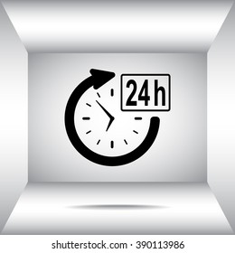 24 hours customer service sign icons, vector illustration. Flat design style 
