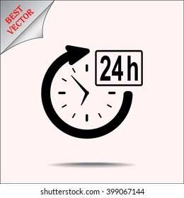24 hours customer service sign icons, vector illustration. Flat design style 