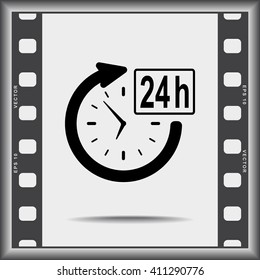 24 hours customer service sign icons, vector illustration. Flat design style 