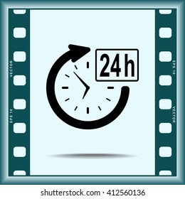 24 hours customer service sign icons, vector illustration. Flat design style 