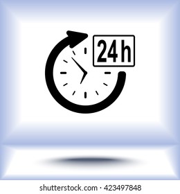 24 hours customer service sign icons, vector illustration. Flat design style 