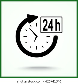 24 hours customer service sign icons, vector illustration. Flat design style 