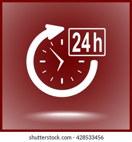 24 hours customer service sign icons, vector illustration. Flat design style 