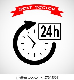 24 hours customer service sign icons, vector illustration. Flat design style 