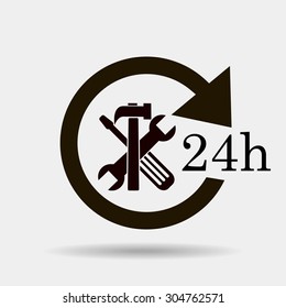 24 hours customer service, vector icon