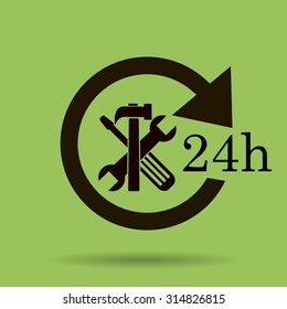 24 hours customer service, vector icon
