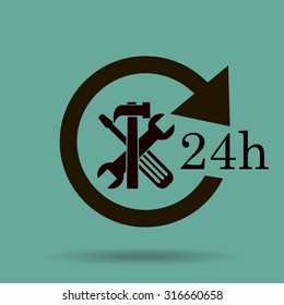 24 hours customer service, vector icon