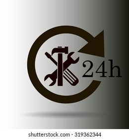 24 hours customer service, vector icon