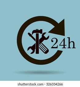 24 hours customer service, vector icon