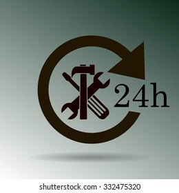 24 hours customer service, vector icon