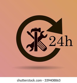 24 hours customer service, vector icon