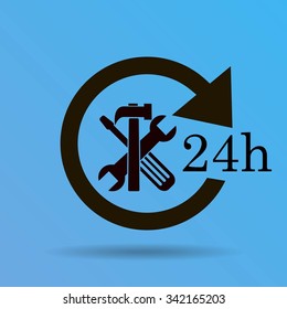 24 hours customer service, vector icon