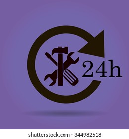 24 hours customer service, vector icon