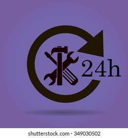 24 hours customer service, vector icon