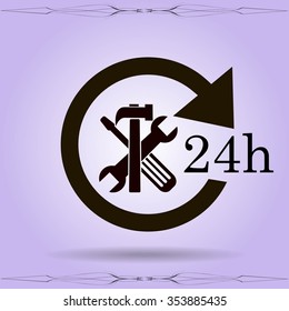 24 hours customer service, vector icon