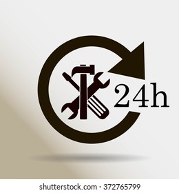 24 hours customer service, vector icon