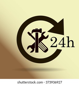 24 hours customer service, vector icon