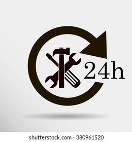 24 hours customer service, vector icon