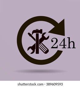 24 hours customer service, vector icon