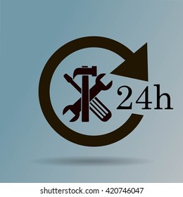 24 hours customer service, vector icon