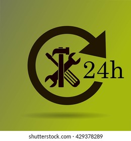 24 hours customer service, vector icon
