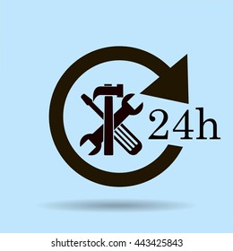 24 hours customer service, vector icon