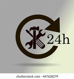 24 hours customer service, vector icon