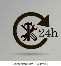 24 hours customer service, vector icon