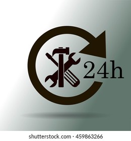 24 hours customer service, vector icon