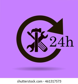 24 hours customer service, vector icon