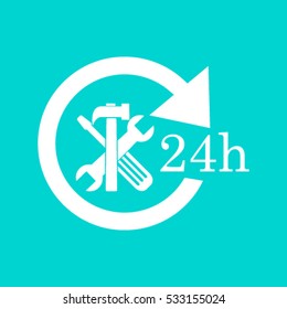 24 hours customer service, vector icon