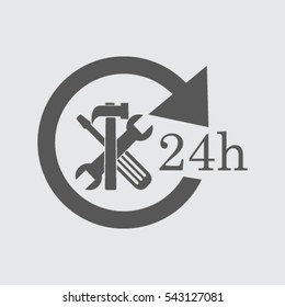 24 hours customer service, vector icon