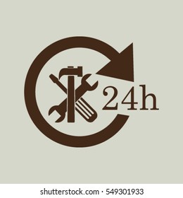 24 hours customer service, vector icon