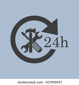 24 hours customer service, vector icon