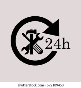 24 hours customer service, vector icon