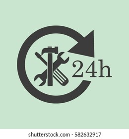 24 hours customer service, vector icon