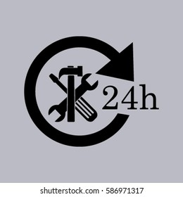 24 hours customer service, vector icon