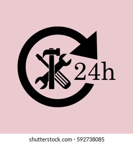 24 hours customer service, vector icon